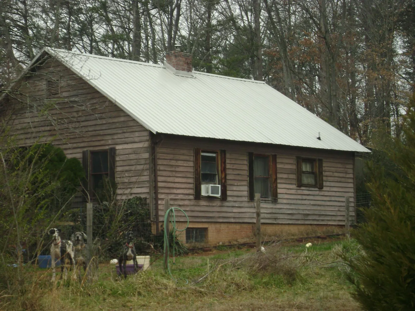 White metal roof on an old wood sided farmhouse, from a Metal Roof Installation job in Burtrum